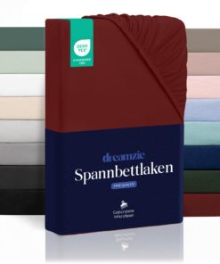 Dreamzie Spannbettlaken 100% Mikrofaser - Schadstoffgeprüft - Burgunderrot - Ideal für Baby und Kind - Hoher Steg bis 33