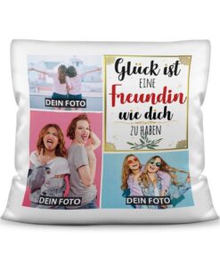 PR Print Royal Kissen mit DREI eigenen Fotos für GLÜCKwünsche - Fotocollage selbst gestalten - ideal zum Geschenken - Ki