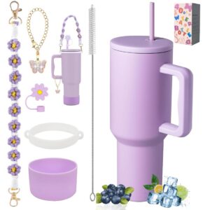 Vakuumisolierte Edelstahl-Doppelwand-Wasserflasche 40 oz Tumbler mit Griff und Strohhalm | 40 oz Tiefkiefer-Kaffeebeche