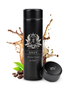 Maverton Thermobecher Kaffeebecher - Isolierbecher für Männer - Led Temperatur Anzeige - 450 ml - Geschenkidee - Schwarz