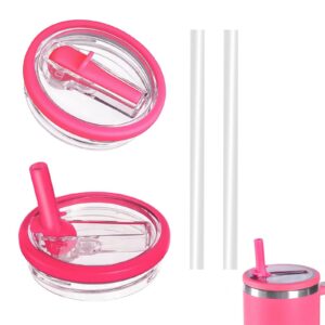 2 Stück Wiederverwendbare Ersatzdeckel für 40oz Becher, Premium Strohhalm inklusive, Auslaufsicher und Staubdicht (Rosa