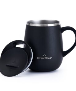 GRANDTIES Isolierter Kaffeebecher Midnight Black - Thermobecher mit doppelwandigem Vakuum für warme und kalte Getränke -
