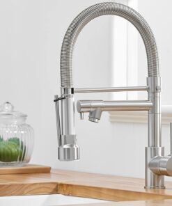 AIMADI Wasserhahn Küche Mischbatterie Pull Down für Geschirrbrause und Spülterrasse mit Gebürsteter Nickel-Ausführung