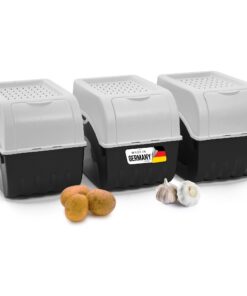 Novaliv Kartoffel Aufbewahrungsbox 3x groß 9L - Weiss | Frischhaltedose für Kartoffeln und Zwiebeln | ideal für Familien