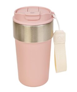 Longiang Thermobecher 500ml Rosa: Doppelwandig, Auslaufsicher, 2-in-1-Deckel, Strohhalm, Kaffee to go, heiße und kalte G