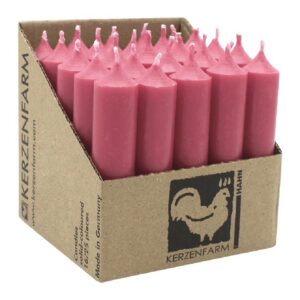 Lutenra Altrosa Stabkerzen aus Paraffin, 100/22 mm, 25 Stück pro Verpackung, ca. 4h Brenndauer