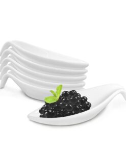 **6 x Porzellan-Verkostungslöffel für Kaviarconnoisseure im Luxusdesign** | **Prächtige 6-pfünder Porzellan-Kaviarlöffe