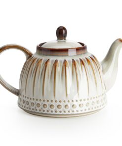 Sweese Keramik-Teekanne, große Perlen-Retro-Blumenglasur, ideal für 4 Tassen, 1100 ml, Nebula Amber