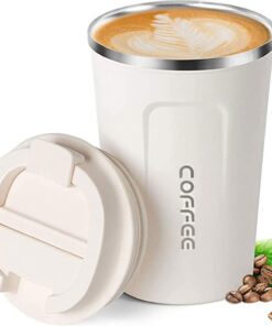 ERBO Thermobecher to go, Edelstahl, Auslaufsicher Kaffeetasse für Unterwegs, Umweltfreundlich, Weiß 380ml ERBO Abernat