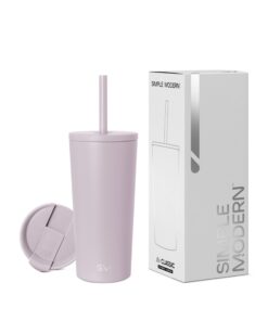 Simple Modern Isolierter Becher mit Deckel und Strohhalm, Eiskaffeebecher, Geschenke für Damen und Herren