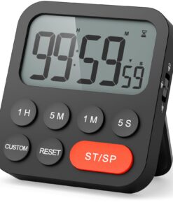 LIORQUE Digitaler Küchentimer Magnetisch + 3-stufiger Lautstärke + für Kochen Sport Studieren LCD Magnet Batterien inklu