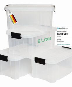 Novaliv 4x Aufbewahrungsboxen mitClipverschluss für Küche und Speicherung in Transparent-Design BPA-frei 30 x 19 x 14 cm