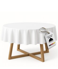 Damast Tischdecke 100% Baumwolle weiß für Dinnerpartys und Feiertage | Damast Tischdecke 160 cm rund weiß hochwertige T