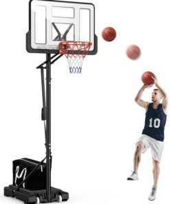 Basketballkorb Outdoor 110x75cm für Kinder und Erwachsene: EIN-Knopf-Schnellverstellung und zusätzlicher Gewichtssack