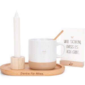 KKSJK Schönes Geschenk Set - Dankeschön Geschenke für Alles - inkl. Personalisiertes Tablet, Tasse, Löffel, Kerze und Ke