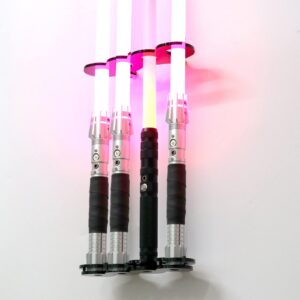 HHUXIUE Lichtschwert Ständer für Lichtschwert Display (Schwarz 4 Löcher) HHUXIUE Lichtschwert Wandhalterung Schwert Re