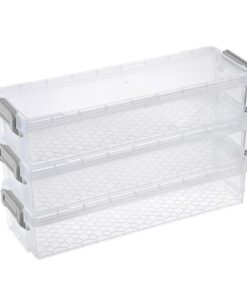 SUMTree Transparente Aufbewahrungsboxen für Essensreste, rechteckig, transparent, mit grauem Clip, 1,5 l, 3pcs (Grau)