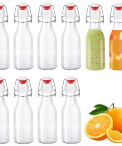 6er Set Glasflaschen 250ml mit Bügelverschluss | Zum Befüllen für Saft, Öl & Essig