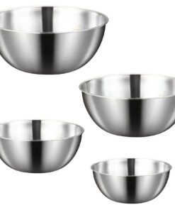 ORFCP Rührschüssel 4er-Set Edelstahl, Spülmaschinenfest, Salatschüsseln für Küche und Party, 4 Größen (0.7 L/ 1.2 L/ 1.8
