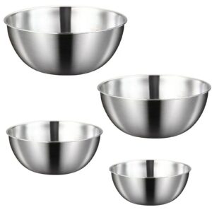 ORFCP Rührschüssel 4er-Set Edelstahl, Spülmaschinenfest, Salatschüsseln für Küche und Party, 4 Größen (0.7 L/ 1.2 L/ 1.8