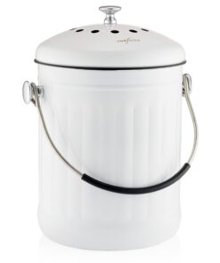 RED FACTOR Geruchlos Premium Kompostbehälter für die Küche - Inklusive kostenlosenaktivkohlefiltern - Weiß 5 Liter