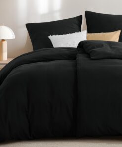 RUIKASI Weich Premium Baumwollähnlich Bettwäsche - Schwarze 135x200 4teilig für Ihr Komfort OEKO-TEX Standard 100
