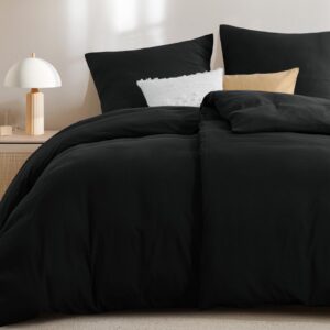 RUIKASI Weich Premium Baumwollähnlich Bettwäsche - Schwarze 135x200 4teilig für Ihr Komfort OEKO-TEX Standard 100