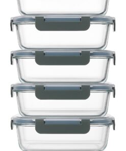 Visario 5 x Glas-Frischhaltedosen 370 ml pro Glasbox | Ideal für Familien mit Kindern | Hochwertige Aufbewahrungsdosen m