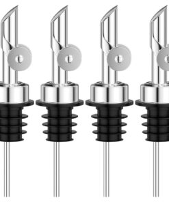 4 Stück Edelstahl Ausgießer für Ölflaschen, automatische Klappabdeckung, geeignet für Bars und Partys