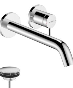 Hansgrohe Tecturis S Waschtischarmatur | Wasserhahn Bad | EcoSmart+ | Chrom | 22,5cm Länge | Wassersparend | Badewassere