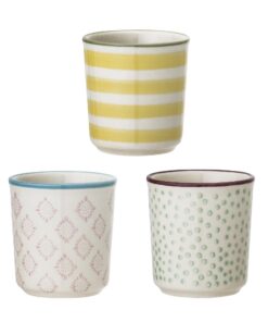 Bloomingville Eierbecher-Set Patrizia Pastelltöne Rosa Grün Gelb 3er-Set Keramik