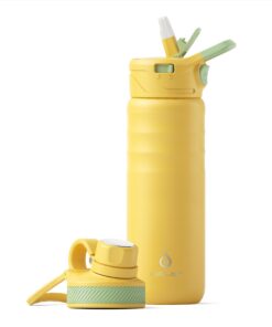 IDEUS Vakuumisolierte Wasserflasche 24oz Edelstahl Doppelwand Auslaufsicher Gelb Sportflasche