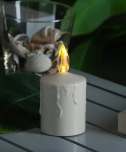 MARELIDA LED Kerze Grabkerze mit Dämmerungssensor - Außenbeleuchtung für Friedhöfe (beige) MARELIDA Mini LED Grabkerze