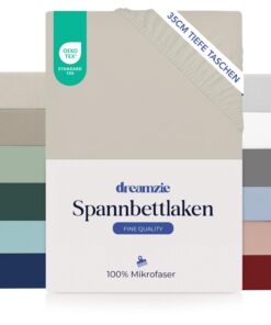 Dreamzie Spannbetttücher 100% Mikrofaser - Beige - Schadstoffgeprüft Oeko TEX - Perfekt für Ihr Baby