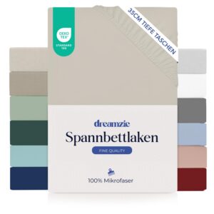 Dreamzie Spannbetttücher 100% Mikrofaser - Beige - Schadstoffgeprüft Oeko TEX - Perfekt für Ihr Baby