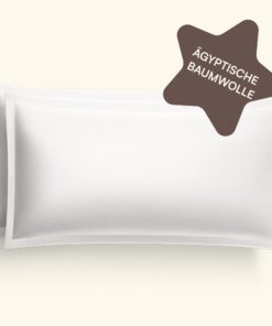 Mako Satin Kissenbezug 2er Set für Schlafzimmer, 100% ägyptische Baumwolle, weiß | Mako Satin Kissenbezug 2er Set Premi