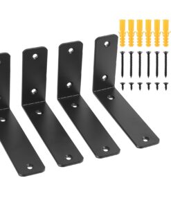 4 Stk Schwarz Winkel Regalhalterung, L Metallwinkel 90 Grad für Holzregale, schwerlastfähig, Wandhalterung für Schwimmen