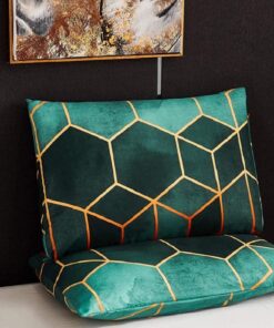 Luofanfei Grün Geometrisch Kariert Marmor Kopfkissenbezug 40x80cm Microfaser Reißverschluss | Luofanfei Marmor Muster K