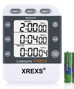 XREXS 3-Kanäle Küchentimer für Kochen - Großes Display mit Magnet & Ständer