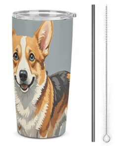 Edelstahlbecher Corgi-Muster Vakuumisoliert für Auto 590ml | HETVBNS Corgi-Muster Vakuumisolierter Reisebecher 590ml |