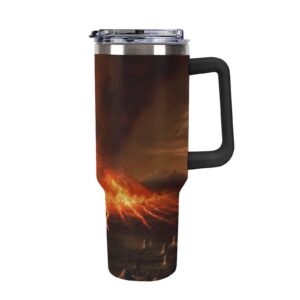 AQRJLPM Volcano Reise-Kaffeebecher Edelstahl, 1,2 l, kalte heiße Getränke, für Camping und Reisen, auslaufsicher, isolie
