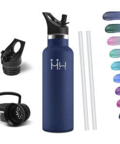 HoneyHolly Thermosflasche 500ml BPA-frei Auslaufsicher mit Strohhalm Edelstahl