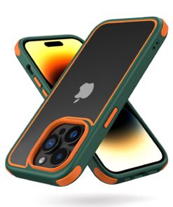 MobNano Ultra Durchsichtige Hybrid Hülle für iPhone 14 Pro Max - Stoßfest - Grün/Orange MobNano Ultra Hybrid Hülle iPh