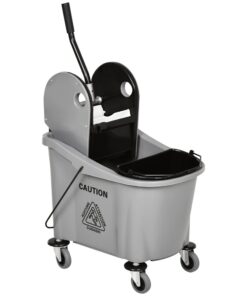 HOMCOM Reinigungswagen für Fachbedienung, 36 Liter Kapazität, Grauer Wischwagen mit Ausdrängvorrichtung, ideal für Diens