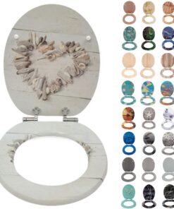 SINOBATH WC-Sitz Mit Absenkautomatik, Antibakterieller Hochwertige MDF Holzkern Klobrille Für Die Gesunde Familie, Stabi