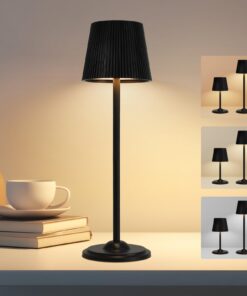Kabelloses Höhenverstellbar LED Tischlampe Schwarz für Wohnzimmer & Schlafzimmer