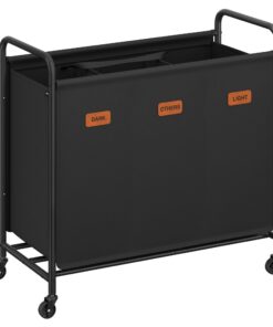 SONGMICS beweglicher Wäschewagen mit Rollen RLS330B01, 170 L, 3 Fächer, für Schlafzimmer, Badezimmer, Waschküche, großar