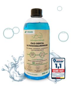 GRASHÜPFER® Öko Dental Ultraschallreiniger Konzentrat - Frisches Menthol für Zahnersatz, Prothesen und Gebisse - 500 ml