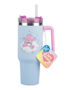 Glücksbärchis Thermobecher 1,2 l, blau, offizielle Quencher-Flasche mit Griff, fans des süßen Popkultur-Sammlers