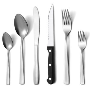 Besteck Set Pleafind 36 Teilig für 6 Personen | Pleafind Edelstahl Besteck Set mit Spülmaschinenfunktion | Pleafind Hoc